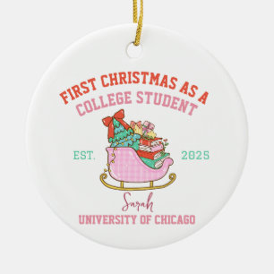 First Christmas as a College Student est Ceramic Tree Decoration