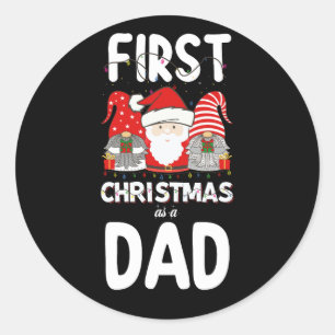 First Christmas As A Dad Family Holiday Kids Classic Round Sticker