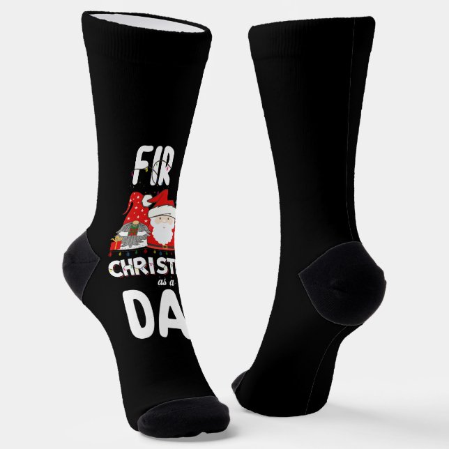 First Christmas As A Dad Family Holiday Kids Socks (Angled)
