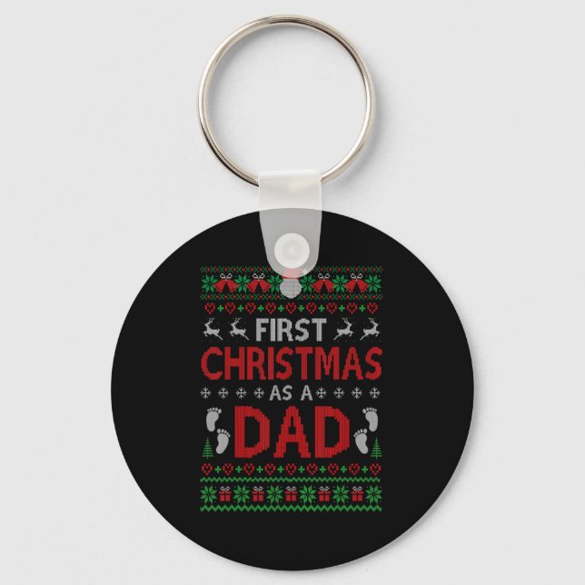 First Christmas As A Dad Matching Xmas New Daddy  Key Ring (Front)