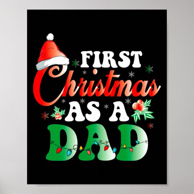 First Christmas As A Dad Xmas Lights New Dad Chris Poster (Front)