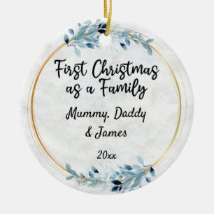 First Christmas as a Family Custom Names and Photo Ceramic Tree Decoration