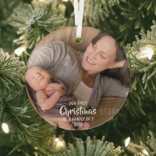 First Christmas As A Family of 3 Glass Tree Decoration (Insitu)