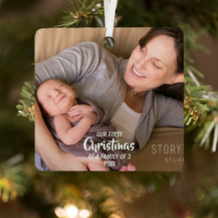 First Christmas As A Family of 3 Metal Tree Decoration