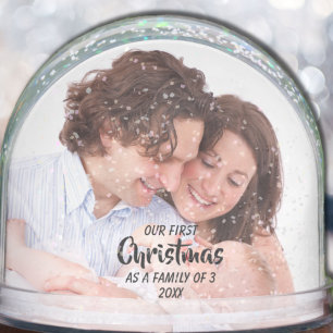 First Christmas As A Family of 3 Snowglobe