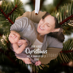 First Christmas As A Family of 3 Tree Decoration Card