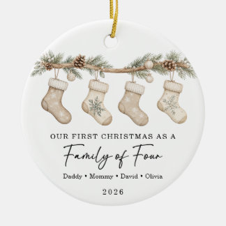 First Christmas As A Family of Four Ceramic Tree Decoration