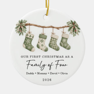 First Christmas As A Family of Four Ceramic Tree Decoration