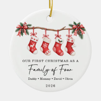 First Christmas As A Family of Four Ceramic Tree Decoration