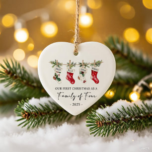First Christmas As A Family of Four Ceramic Tree Decoration