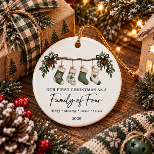 First Christmas As A Family of Four Ceramic Tree Decoration