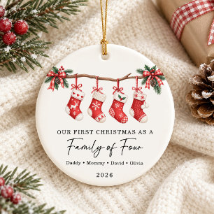 First Christmas As A Family of Four Ceramic Tree Decoration