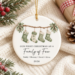 First Christmas As A Family of Four Ceramic Tree Decoration