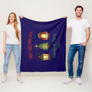"First Christmas as a Family of Three 2025 Ornamen Fleece Blanket