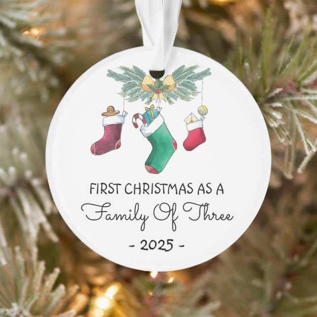 First Christmas As A Family Of Three 2025 Ornament (Tree)