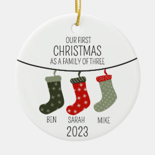 First Christmas as a family of three Ceramic Tree Decoration