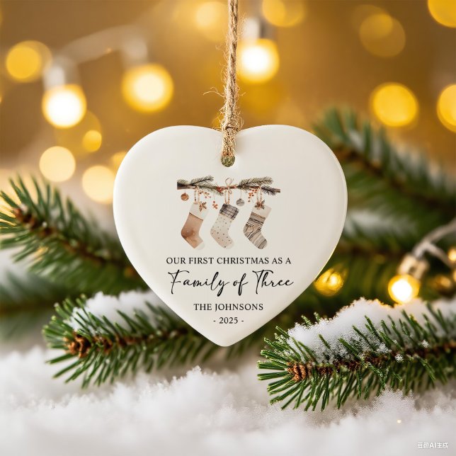 First Christmas as a Family of Three Ceramic Tree Decoration (Creator Uploaded)