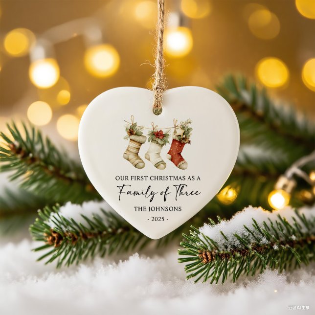 First Christmas as a Family of Three Ceramic Tree Decoration (Creator Uploaded)