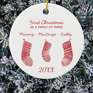 First Christmas as a Family of Three Ceramic Tree Decoration