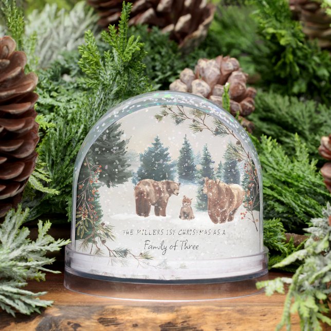 First Christmas as a Family of Three Custom Snowglobe (Winter)