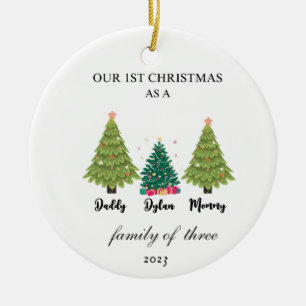First Christmas as a Family of Three Ornament