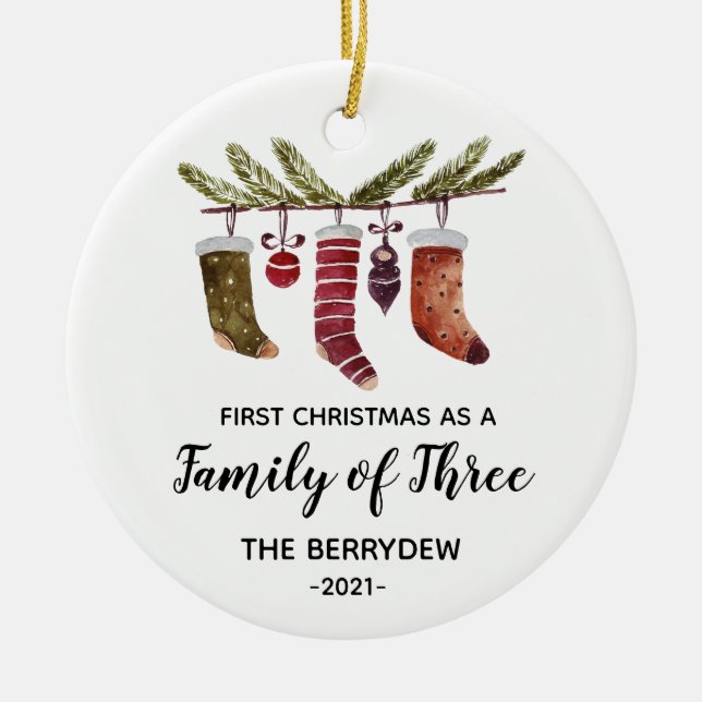 First Christmas as a Family of Three ornament (Front)
