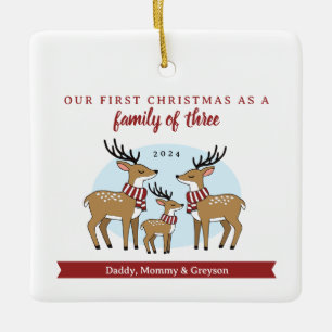 First Christmas as a Family of Three Photo Ceramic Ornament
