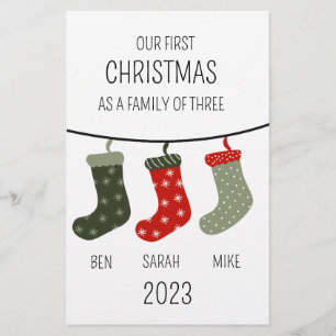 First Christmas as a family of three Stationery