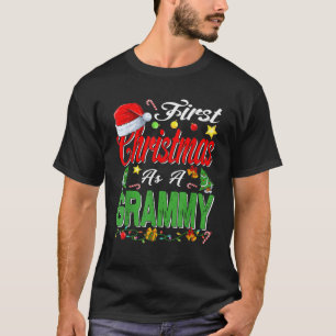 First Christmas As A Grammy Santa Hat Pajama Xmas  T-Shirt