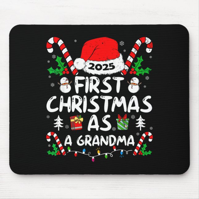 First Christmas As A Grandma 2025 Family Matching  Mouse Mat (Front)