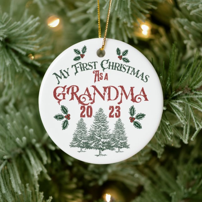 First Christmas as a Grandma Ceramic Tree Decoration (Tree)
