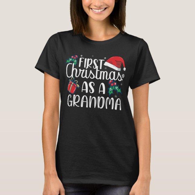 First Christmas As A Grandma Family Matching T-Shirt (Front)