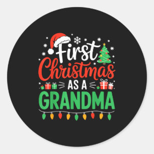First Christmas As A Grandma Matching New Nana Gra Classic Round Sticker