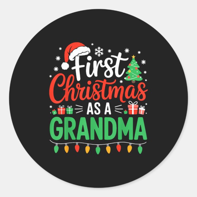 First Christmas As A Grandma Matching New Nana Gra Classic Round Sticker (Front)