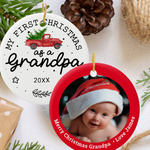 First Christmas As A Grandpa Ceramic Tree Decoration