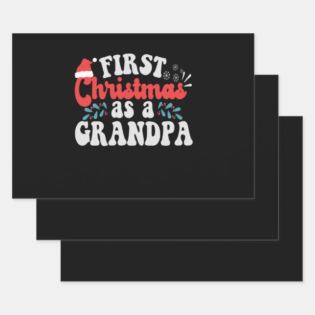 First Christmas as a Grandpa Pregnancy Baby Gift Wrapping Paper Sheet (Set)