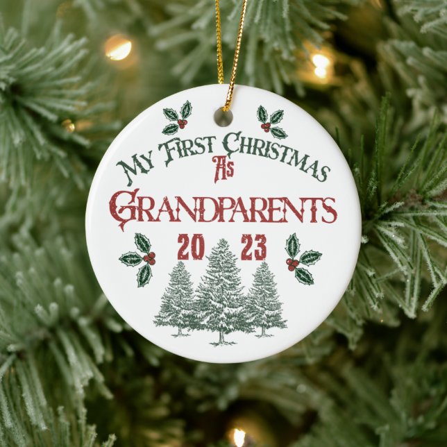 First Christmas as a Grandparents Ceramic Tree Decoration (Tree)