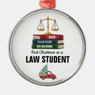 First Christmas as a Law Student Ornament, Law Metal Tree Decoration