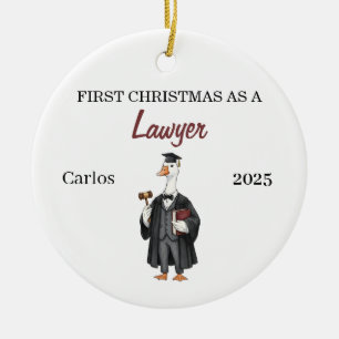 First Christmas as a Lawyer Ornament, silly goose Ceramic Tree Decoration