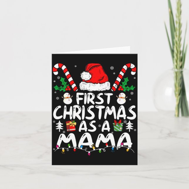 First Christmas As A Mama New Mama Long Sleeve  Card (Front)