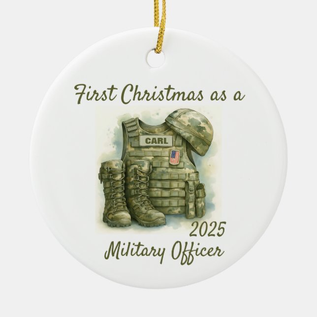 First Christmas as a Military Officer Ceramic Tree Decoration (Front)