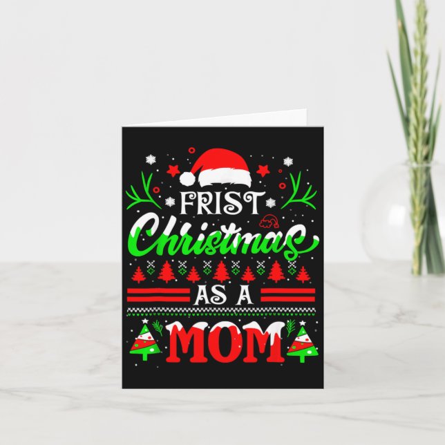 First Christmas As A Mom Funny New Mom Xmas Matchi Card (Front)