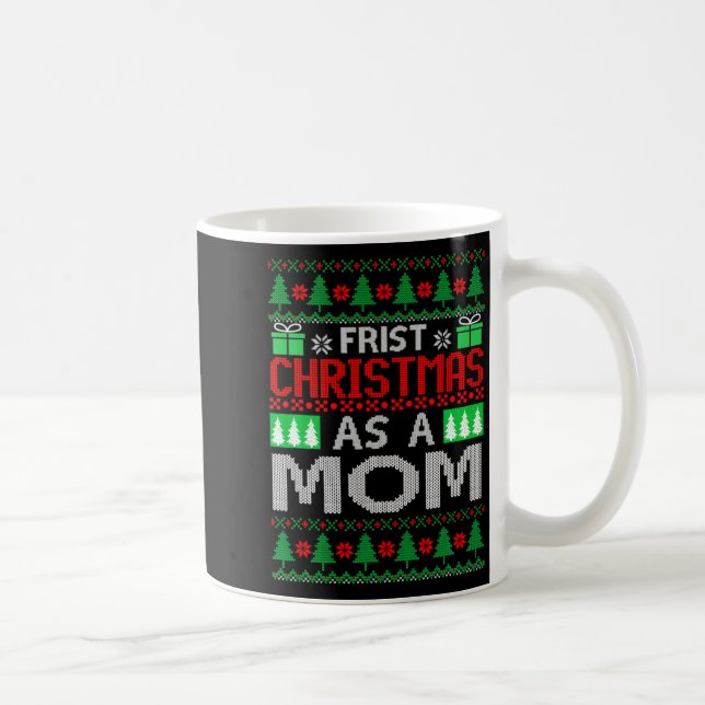 First Christmas As A Mom Santa Hat Ugly Xmas New M Coffee Mug (Right)