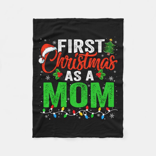 First Christmas As A Mom Xmas Lights New Dad Chris Fleece Blanket (Front)