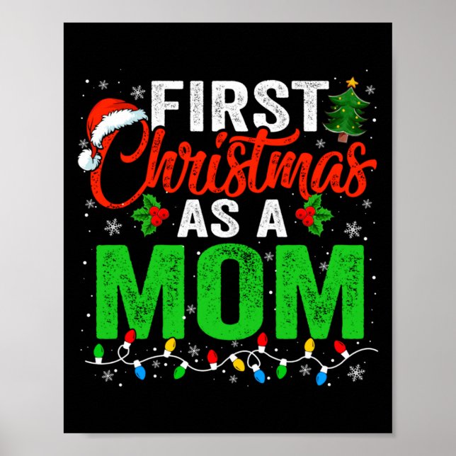 First Christmas As A Mom Xmas Lights New Dad Chris Poster (Front)