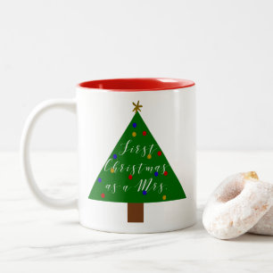 First Christmas as a Mrs. Personalised Two-Tone Coffee Mug