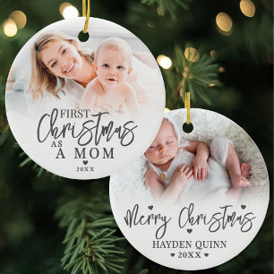First Christmas As A Mum Baby Photo Mother Ceramic Tree Decoration