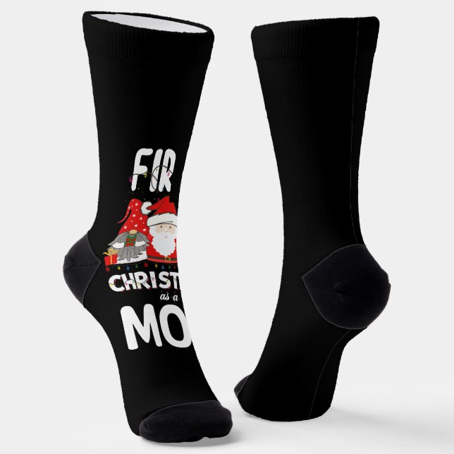 First Christmas As A Mum Family Holiday Kids Socks (Angled)