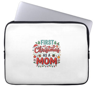 First Christmas As A Mum Holiday Design Laptop Sleeve
