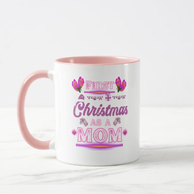 First Christmas as a Mum of a Baby Girl Mug (Left)